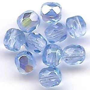 Perles à facette 4mm, bleu clair irisé