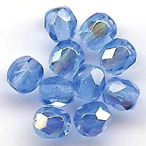 Perles à facette 4mm, bleu irisé (light sappire AB)