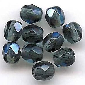 Perles à facette 4mm, gris-bleu irisé (ind. sapphire AB)