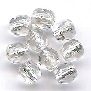 Perles à facette 4mm, cristal coeur argenté