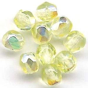 Perles à facette 4mm, lime clair irisé