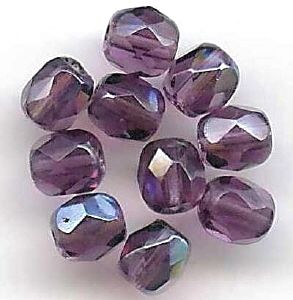 Perles à facette 4mm, améthyste irisé (amethyste AB)