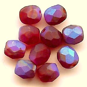 Perles à facette 4mm, rouge mat irisé