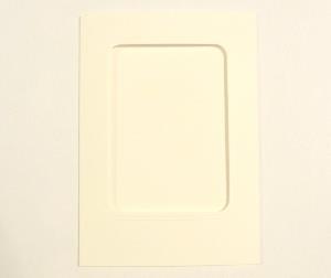 Carte A6 3 plis avec passepartout rectangle coins arrondis, blanc cassé