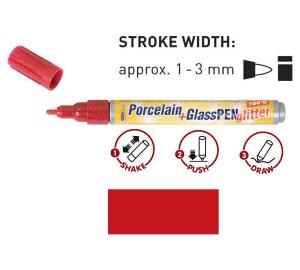 Peinture pour porcelaine Hobby Line, stylo, pailleté, rouge carmin