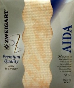 Toile Zweigart Precut, aïda 5,4 points/cm, coupon de 48x53cm, vintage saumon