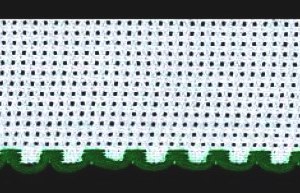 Bande Zweigart, aïda 6,3 points/cm, 5cm, blanc à bord vert