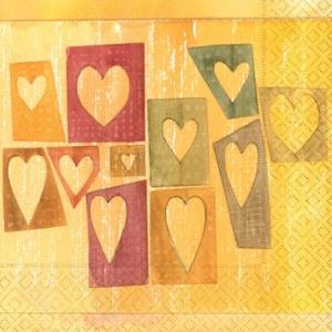 Serviette, coeurs fond jaune