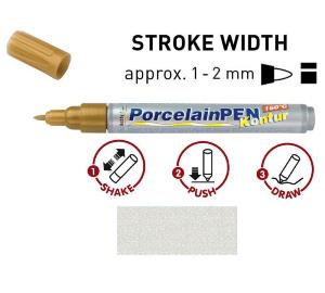 Peinture pour porcelaine Hobby Line, métallisée, stylo, argent contour