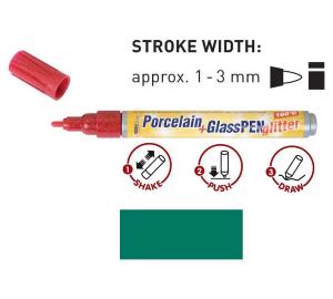 Peinture pour porcelaine Hobby Line, stylo, pailleté, vert
