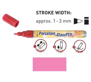 Peinture pour porcelaine Hobby Line, stylo, pailleté, rose