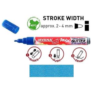 Peinture pour tissus Javana Textil, pailletée, stylo, bleu