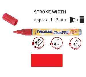 Peinture pour porcelaine Hobby Line, stylo, pailleté, rouge