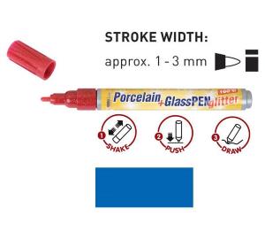 Peinture pour porcelaine Hobby Line, stylo, pailleté, bleu