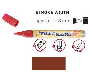 Peinture pour porcelaine Hobby Line, stylo, pailleté, brun