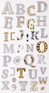 Stickers, alphabet argenté et doré
