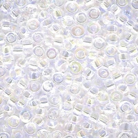 Rocailles 2,5mm, transparentes irisées, cristal