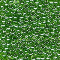 Rocailles 2,5mm, transparentes lustrées, vert clair