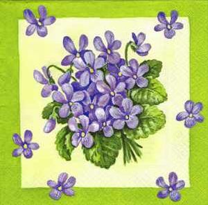 Serviette, bouquet de violette