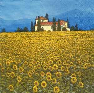 Serviette, champs de tournesol