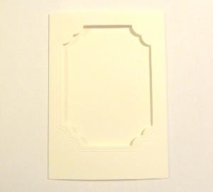 Carte A6 3 plis avec passepartout fantaisie, blanc cassé