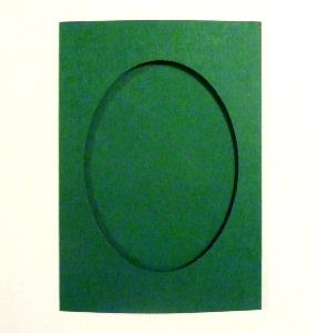Carte A6 3 plis avec passepartout oval, vert