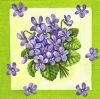 Serviette, bouquet de violette